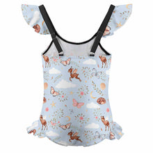 Charger l&#39;image dans la galerie, Maillot de bain une pièce fille à volants NT040 personnalisé et design avec vos motifs photos ou votre prénom
