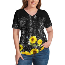 Charger l&#39;image dans la galerie, Tee shirt en col V ample originale grande taille femme dodu NZ109 personnalisé avec logo motif photo texte (impression des multi-images)
