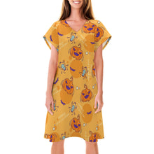 Charger l&#39;image dans la galerie, Robe t-shirt élégante robe à manches courtes femme longueur genou avec col en V NZ2202046 personnalisés avec photo logo ou texte
