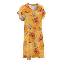 Charger l&#39;image dans la galerie, Robe t-shirt élégante robe à manches courtes femme longueur genou avec col en V NZ2202046 personnalisés avec photo logo ou texte
