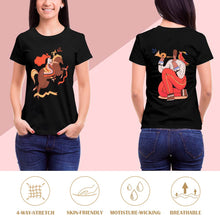 Charger l&#39;image dans la galerie, T shirt tee shirt à manche courte et col rond 100% coton pour femme personnalisé avec photo logo et texte (Impression recto-verso)
