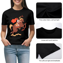 Charger l&#39;image dans la galerie, T shirt tee shirt à manche courte et col rond 100% coton pour femme personnalisé avec photo logo et texte (Impression recto-verso)
