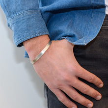Charger l&#39;image dans la galerie, Bracelets manchette ouvert en argent sterling 925 pour femmes / hommes S0009 gravure personnalisé avec texte prénom
