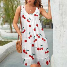 Charger l&#39;image dans la galerie, QQ Robe de plage robe d&#39;été imprimée sans manches col en U femme personnalisé avec photo et texte (impression d&#39;image unique)
