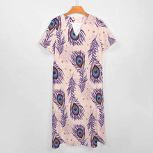 Charger l&#39;image dans la galerie, Robe chemise longue décontractée à manches courtes et col en V avec poches pour femmes BYQ personnalisée avec photo prénom motif texte (impression d&#39;image unique)
