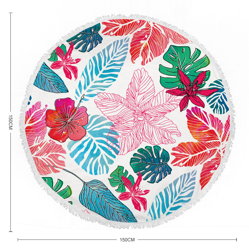 Serviette de plage personnalisée à franges rondes