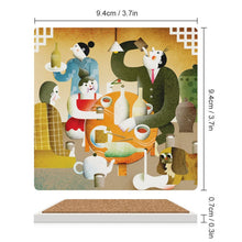 Charger l&#39;image dans la galerie, Tapis de tasse céramique carré JJ0520029 impression personnalisé avec motif photo logo texte
