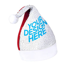 Charger l&#39;image dans la galerie, Chapeau de Noël/ Bonnet de Père Noël à Paillettes impression personnalisé avec motif photo logo texte
