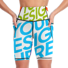 Charger l&#39;image dans la galerie, Pantalon de yoga court pour femme Sport Yoga Short YJ008 personnalisé avec texte de motif photo (conception multi-images)
