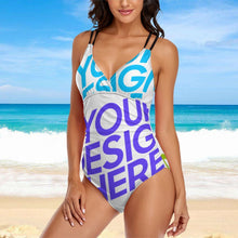 Charger l&#39;image dans la galerie, Maillot de bain 1 pièce femme LT3154 personnalisé avec photo texte (conception multi-images)
