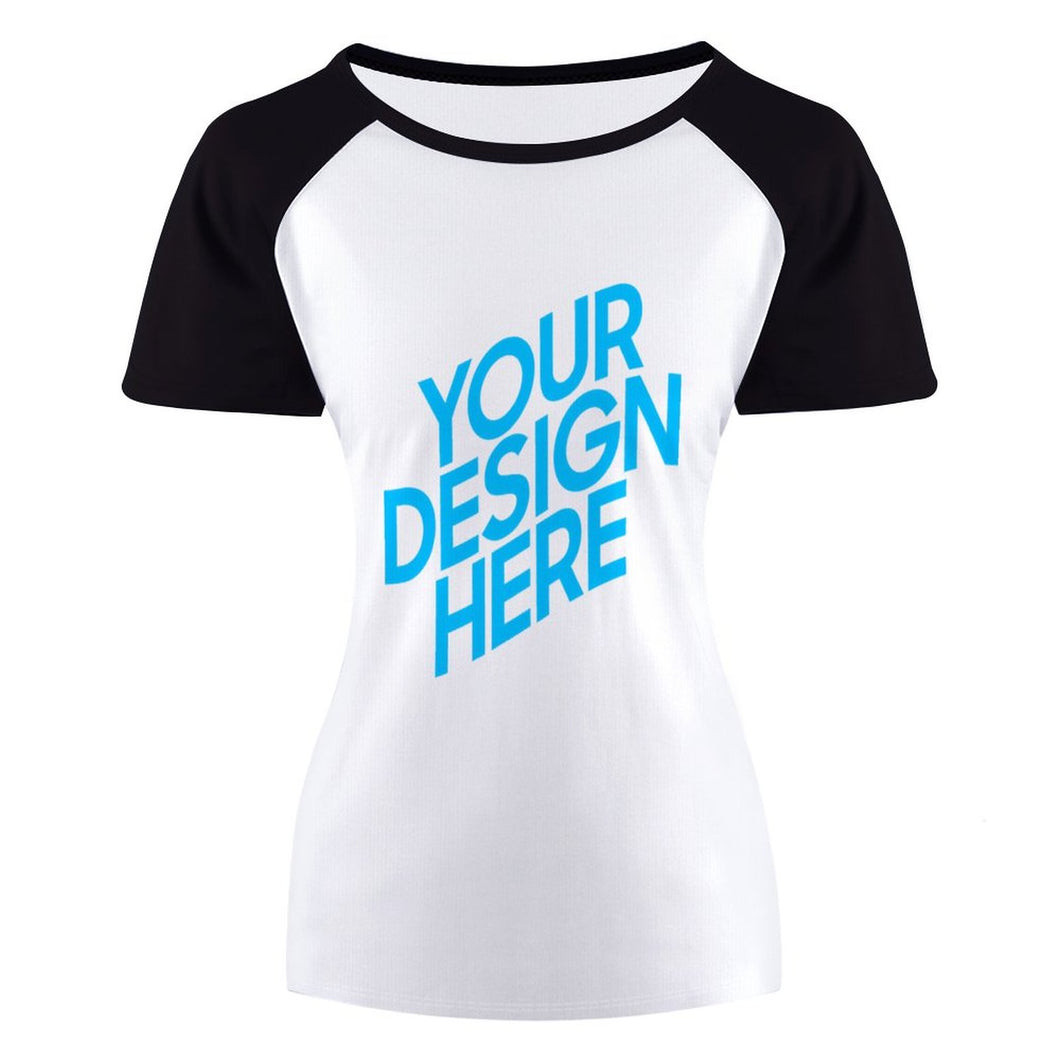 T-shirt tee shirt raglan à manches courtes 100% coton femme personnalisé avec photo texte
