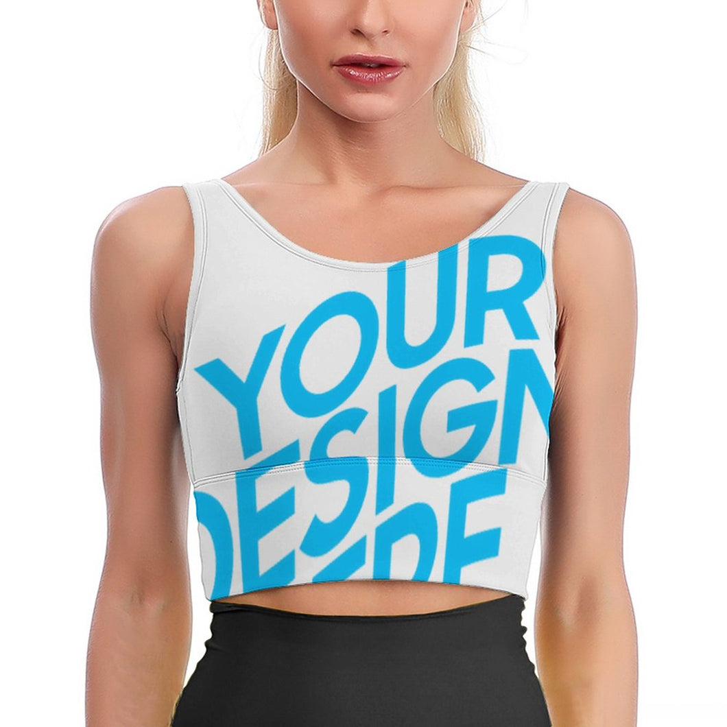 Haut de sport fitness court sans couture femme YJ031 personnalisé avec image logo motif texte