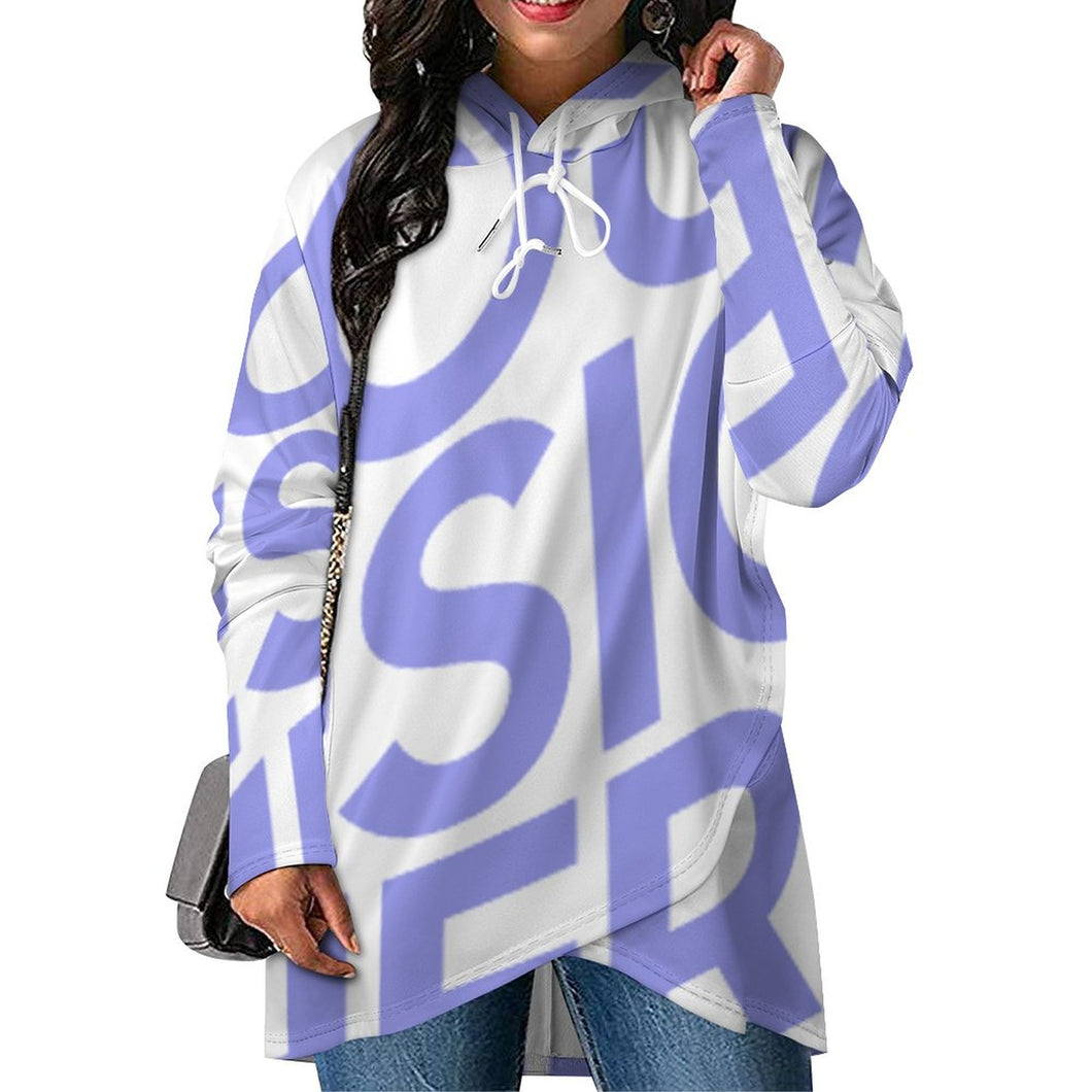 Sweat pull à capuche long Sweatshirt Ourlet Irrégulier femme personnalisé avec photo logo texte motif (impression d'image unique)