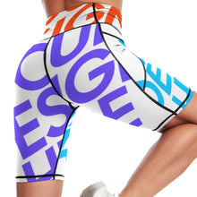 Charger l&#39;image dans la galerie, Pantalon de yoga court pour femme Sport Yoga Short YJ008 personnalisé avec texte de motif photo (conception multi-images)

