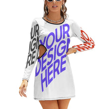 Charger l&#39;image dans la galerie, Robe femme manches longues avec découpe NZ038 personnalisée avec texte motif photo (conception multi-images)
