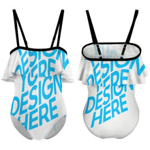 Charger l&#39;image dans la galerie, Maillot de bain épaule nue enfant fille NT045 personnalisé avec photo motif logo texte
