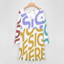 Charger l&#39;image dans la galerie, Impression des multi-images Grande taille Robe personnalisée Femme à manches longues / Robe personnalisable col V B829 impression avec prénom photo logo
