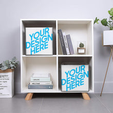 Charger l&#39;image dans la galerie, Boîte de rangement pliable en bois en tissu personnalisée avec photo texte motif logo

