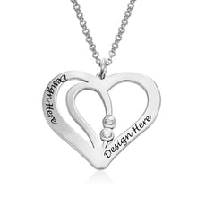 Charger l&#39;image dans la galerie, Collier Coeur Entrelacé avec zircon cubique X0075 pour femme en argent sterling 925 gravure personnalisé avec nom texte
