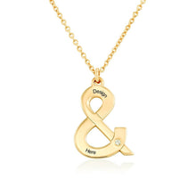 Charger l&#39;image dans la galerie, Collier symbole avec zircone en argent sterling 925 plaqué or / or rose X0007 gravure personnalisé avec prénom texte
