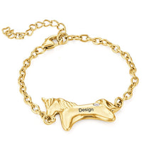 Charger l&#39;image dans la galerie, Bracelet licorne pour fille S0040 gravure personnalisé avec prénom texte
