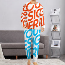 Charger l&#39;image dans la galerie, Pyjama Homme ensemble 2 pièces à manches longues grande taille ITZ personnalisé avec photo motif logo texte (Impression d’image unique)
