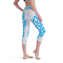 Charger l&#39;image dans la galerie, FS0813 Pantalon de yoga court 3/4 leggings imprimés pour dames personnalisez le design avec vos photos/images ou votre nom
