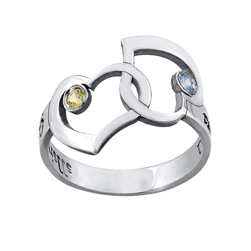 Bague Coeur Entrelacé en cuivre J0004 pour femme homme personnalisé gravé avec lettres nom texte