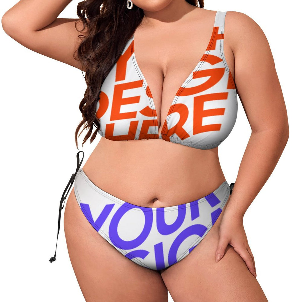 Bikini triangle avec bretelles réglables ample grande taille femme BK2131 personnalisé avec photo logo motif texte (conception multi-images)