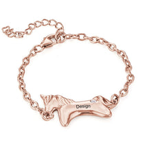 Charger l&#39;image dans la galerie, Bracelet licorne pour fille S0040 gravure personnalisé avec prénom texte
