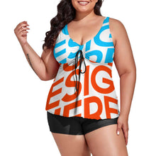 Charger l&#39;image dans la galerie, Maillot de bain tankini grande taille fendu deux pièces femme QZ6065 personnalisé avec photo motif logo texte
