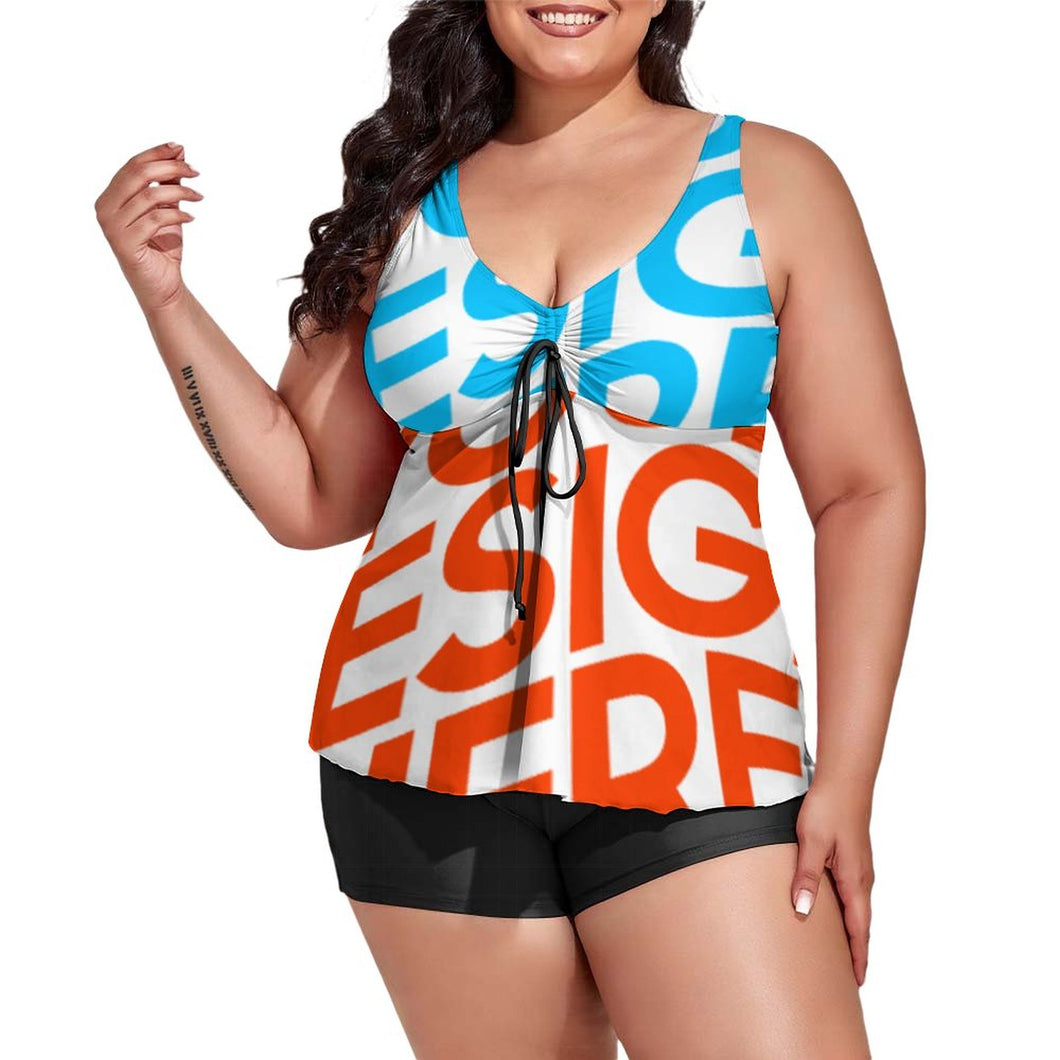 Maillot de bain tankini grande taille fendu deux pièces femme QZ6065 personnalisé avec photo motif logo texte