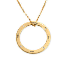Charger l&#39;image dans la galerie, Collier Circle en argent sterling avec zircons cubique pour femme gravure personnalisé avec prénom texte

