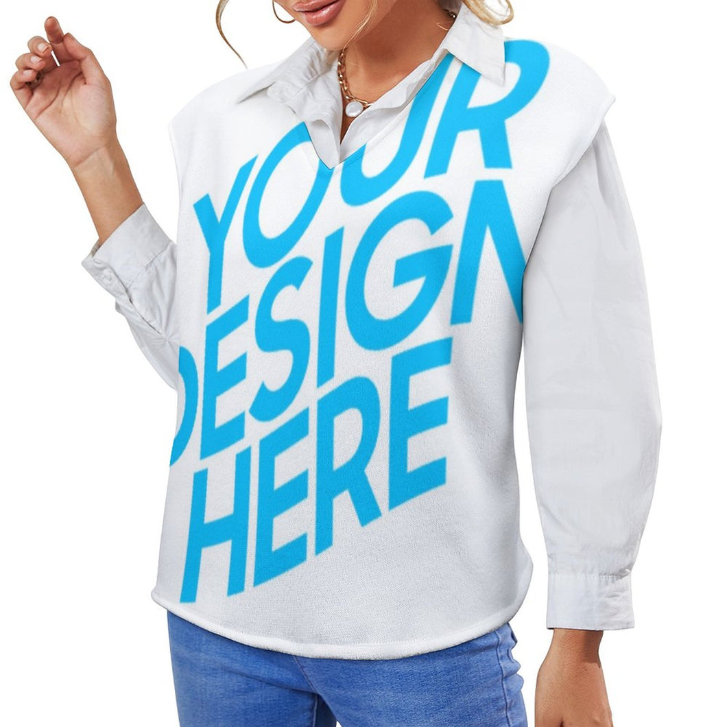 Impression des multi-images Gilet pull en maille à épaules tombantes Femme MY06 personnalisé avec photo logo texte motif