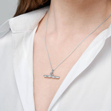 Charger l&#39;image dans la galerie, Collier pendentif rectangle en argent sterling 925 pour femme X0050 gravure personnalisé avec prénom texte
