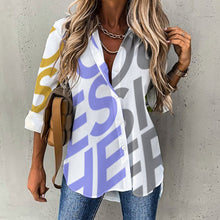 Charger l&#39;image dans la galerie, Chemise blouse femme chic à manches longues femme B648 personnalisé avec photo logo texte motif (impression des multi-images)
