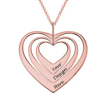 Charger l&#39;image dans la galerie, Collier Trois Coeurs X0085 en argent sterling 925 / cuivre pour femme gravure personnalisé avec prénom texte
