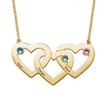 Charger l&#39;image dans la galerie, Collier Entrelacé Trois Coeurs X0063 en argent sterling 925 / cuivre gravure personnalisé avec nom texte
