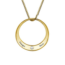 Charger l&#39;image dans la galerie, Collier Ring Diamant en Argent Sterling 925 / Cuivre X0015 gravure personnalisé avec texte prénom
