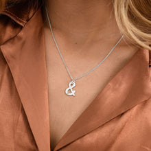 Charger l&#39;image dans la galerie, Collier symbole avec zircone en argent sterling 925 plaqué or / or rose X0007 gravure personnalisé avec prénom texte
