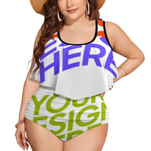 Charger l&#39;image dans la galerie, Bikini tankini 2 pièces grande taille avec dentelle élastique femme FT5095 personnalisé avec photo logo motif texte (conception multi-images)
