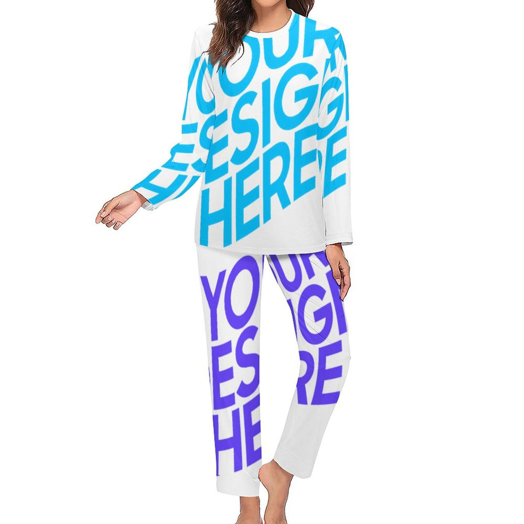 Ensemble 2 pièces pyjama chemise de nuit femme longue manches longues BTZ personnalisé avec prénom photo logo texte