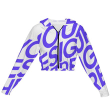 Charger l&#39;image dans la galerie, Sweat à capuche slim court zippé ZRF pour femme personnalisé avec photo texte prénom (conception une image)
