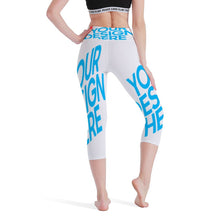 Charger l&#39;image dans la galerie, FS0813 Pantalon de yoga court 3/4 leggings imprimés pour dames personnalisez le design avec vos photos/images ou votre nom

