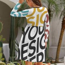 Charger l&#39;image dans la galerie, Robe élégante en jersey pour femme à manches longues NZ036 personnalisée avec texte motif photo (conception multi-images)
