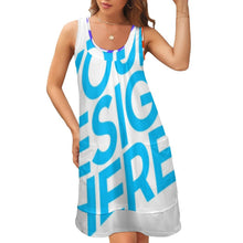Charger l&#39;image dans la galerie, Robe de plage robe patineuse tendance QQ femme personnalisé avec photo et texte (Conception multi-images)
