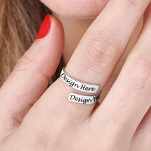 Charger l&#39;image dans la galerie, Bague Ouverte &quot;Wrap Ring&quot; en Cuivre Plaqué Or / Or Rose J0017 Gravure Personnalisée avec Texte Lettres Nom
