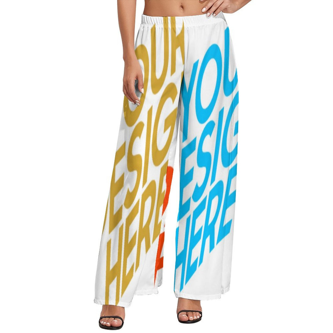 Pantalon large chic femme en polyester NP personnalisé avec photo motif texte (conception multi-images)