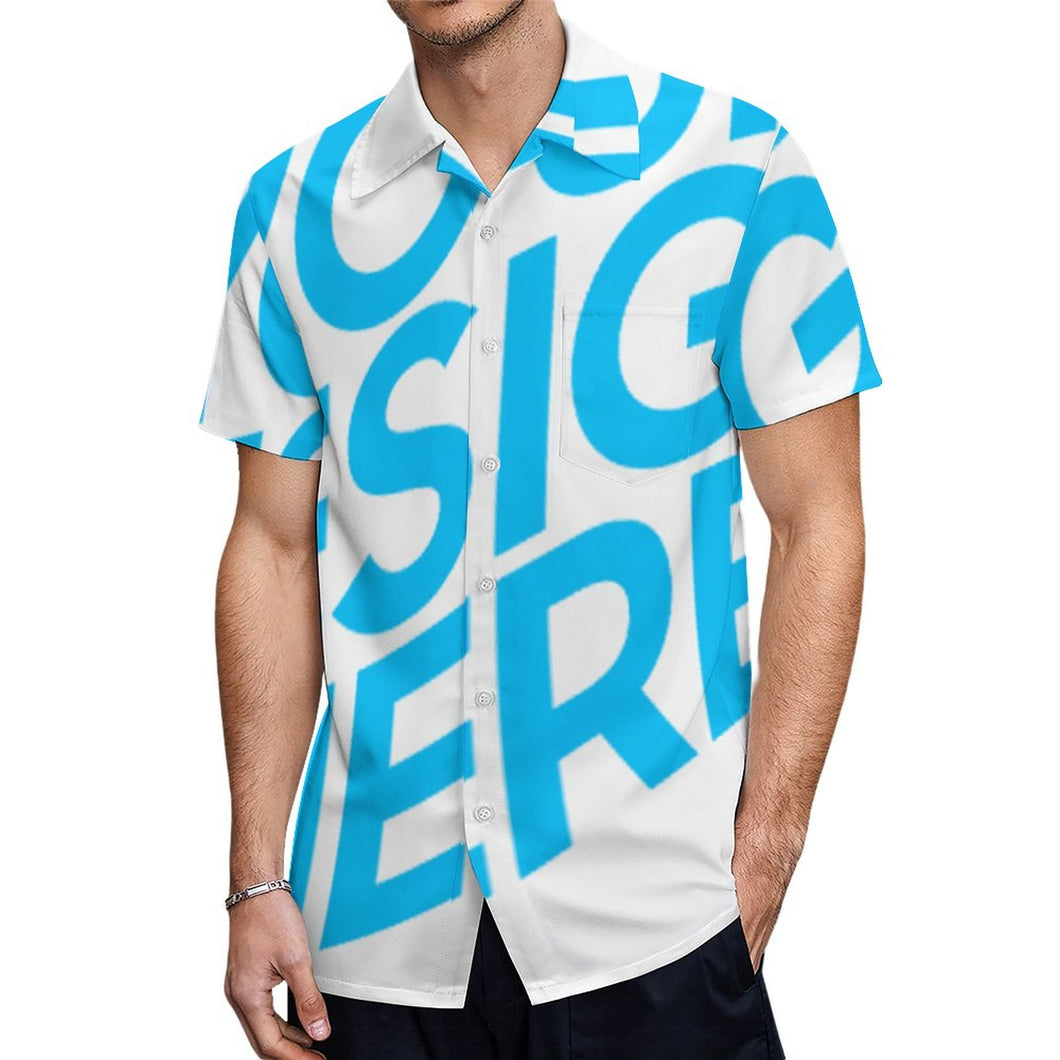 Chemisette / chemise manche courte grande taille homme NS personnalisée avec photo motif logo texte (impression d’image unique)