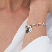 Charger l&#39;image dans la galerie, Bracelet à breloques trombone S0001 pour femme en argent sterling 925 gravure personnalisé avec texte prénom longueur réglable

